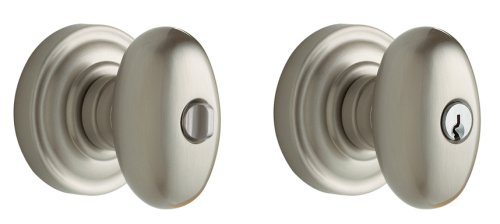 Baldwin 5225.150.ENTR Egg Knob Keyed Entry Set, Satin Nickel