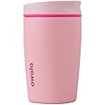 Owala SmoothSip Slider Insulated Stainless Steel Coffee Tumbler, Reusable Iced Coffee Cup, Hot Coffee Travel Mug, BPA Free 12 oz, Pink (Pucker Up)