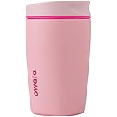 Owala SmoothSip Slider Insulated Stainless Steel Coffee Tumbler, Reusable Iced Coffee Cup, Hot Coffee Travel Mug, BPA Free 12 oz, Pink (Pucker Up) | SmoothSip, Slider, Insulated, Reusable, Iced Coffee Cup