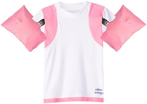 Otter Wings Kids Floaties (Water Wings) - Arm Bands / UPF 50+ Swim Shirt Combo Kids Floatation Device (Pink Block, 4-6yrs) …