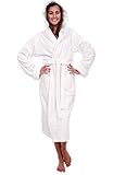 Alexander Del Rossa Womens Turkish Terry Cloth Robe, Thick Hooded Bathrobe, Large XL White (A0105WWHXL)