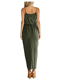 CNFIO Vestido largo de verano para mujer, sin mangas, liso