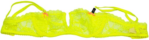 Victoria's Secret Plunge Unlined Demi See Through Lace Bra (36B, Neon Yellow)