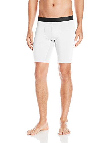 Hanes Men's Sport Performance Compression Short, True White/Ebony, Medium