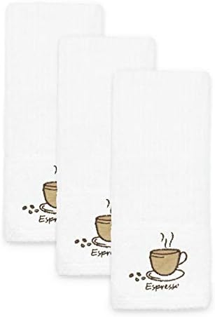 Ashley Mills Woven Embroidered Tea Towels Pack of 3 Large 40 x 70cms Super Absorbent Farm Animals 5 Styles 100% Cotton (Espresso, White)