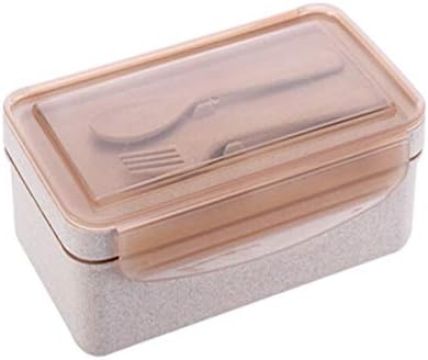 Shengshihuizhong Bento box, microwave lunch box, rice husk lunch box, wheat fiber sealed partition, crisper, 1100ml with fork spoon GA-5173 Latest styles (UnitCount : Rice husk lunch box)