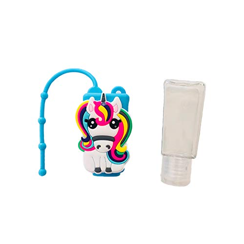DANUC Unicorn Kids Adults Empty Travel Size Hand Sanitizer Bottles Case With Keychain Holder, Mini Pocket Thieves Hand Sanitizer Holder For Backpack Purse Bulk 1 oz 5pcs Flip Cap Reusable Bottle