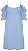 Women's Trumpet Sleeve Cold Shoulder Loose Casual Mini Chiffon Dress Light Blue Medium