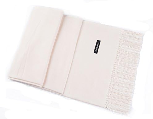 100% Cashmere Scarf Shawl Super Soft and Warm 71" x 28" Shawls for Women and Men White