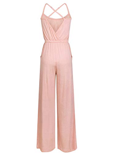 image for REORIA Women Summer Casual Loose Spaghetti Strap Sleeveless Open Back 