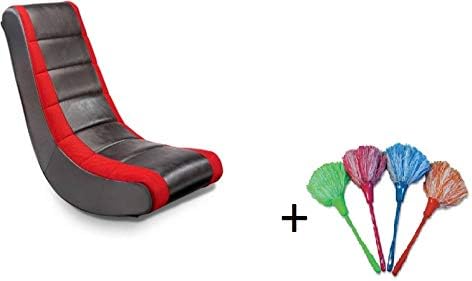 Crew Furniture Classic Video Rocker, (Set of 1, Black/Red + Freebie Mini Duster for Cleaning)