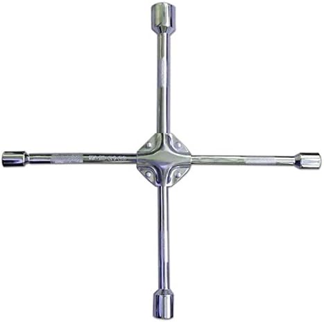 400mm Cross Rim Wrench, Drop Forged With 40Cr Material, Chrome Finish, Cross Part With Welding,Full Body With Heat Treatment, With Jacket On The Cross, Safe To Be Used, Knurled Handle Avoids Slipping.