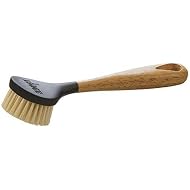 Lodge 10 Inch Scrub Brush - Wood Handle for Comfortable Grip - Skillet Scrubber with Tough Nylon Bristles - Black