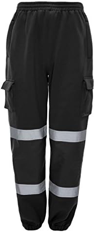 FASHION FAIRIES Mens Hi Viz Vis Jogging Bottoms Workwear Thick Boys Trousers Safety Sweat Pants