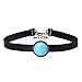 CANEVINKA Vintage Boho Style Statement Alloy Pendant Choker Collar Necklace for Women&Turquoise Choker Flat Genuine Leather Necklace Adjustable