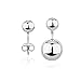 925 Sterling Silver Bead Front Back Earrings, Single Ball Stud w/ Two (2) Ball Jacket, 6 & 10 mm