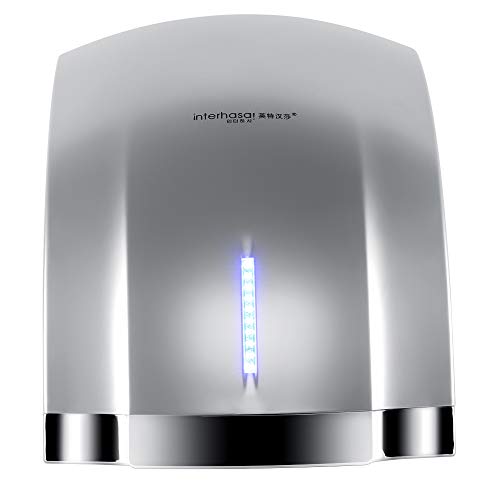 interhasa! Commercial Hand Dryer, 1800W High Speed Automatic Electric Hand Dryer for Bathrooms Commercial (Silver)
