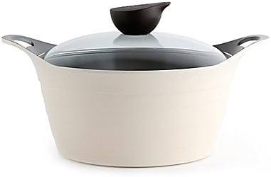Neoflam Eela Ceramic Nonstick 4.5 qt. Covered Stock Pot in Ivory