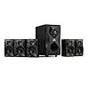 Auna Concept 720 5.1 – Système d’enceintes , Subwoofer OneSide intégré de 6,5″ , 5 x Enceintes Satellites de 3″ , 95 Watts de Puissance RMS , Port USB , Mémoire SD , Noir