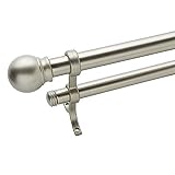 Bali Blinds 3/4" Ball Double Rod Set, 48-84", Satin Nickel