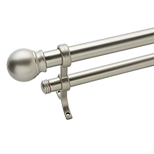Bali Blinds 3/4" Ball Double Rod Set, 48-84", Satin Nickel