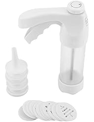 Cookie Press Gun Kit Baking Tools with 12 Flower Pieces and 6 Pastry Nozzles Home Decorating Cake Set for Making Cake Cream