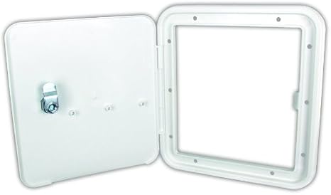JR Products 31102-A Polar White Large Key Lock Multi-Purpose//Fuel Hatch with Slant Back