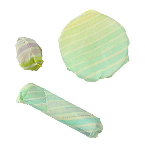 Beeswax Wraps - Reusable Food Wrap - Paper Wrapping for Sandwich, Veggies, Fruits, Cheese & Bread - Pack of 3-1 x Small, 1 x Medium & 1 x Large