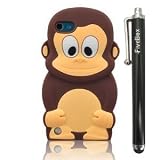 FiveBox 3D Cartoon Cute Monkey Style Soft Silicone Cover Case For Apple ipod Touch 5 - Brown