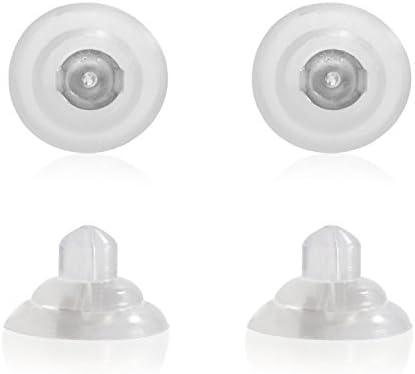 Universal EZback Earring Backs Soft Clear Silicone and 14k White Gold Medium 2 Pairs