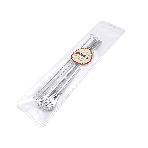 GFDesign Yerba Mate Bombilla Gourd Drinking Filter Straws Stirrer Food-Grade 18/8 Stainless Steel - Set of 2 with 2 Cleaning Brushes - 7.5 Inches Long - Thumbnail 6