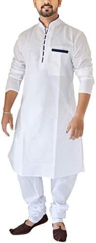 Men's Cotton Linen White Kurta Pyjama Set