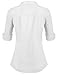 HOTOUCH Womens 3/4 Sleeve Button Down Shirt with Stretch, 5_White, XX-Large