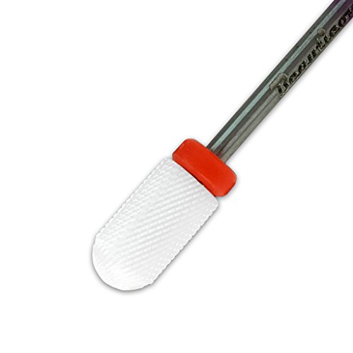 Beauticom Professional USA Ceramic White ROUND Top LARGE Barrel Bit Nail Drill (Grit: FINE) 3/32" Shank Size