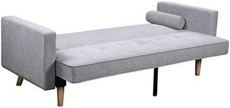 Canapé Lit 3 Places Boston Moderne En Tissu Capitonné Gris