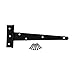 Renovators Supply Manufacturing Black T Strap Shed Door Hinge 9 Inch Rustic Flush Mount Cast Iron Barn Door Shed Hinge with Hardware