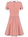 Women and Teenager Girls Short Sleeve Doll Collar Dress Peter Pan Dress (M, Pink)