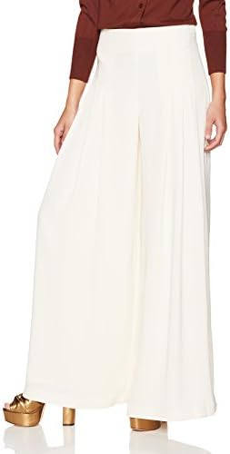Dear Drew by Drew Barrymore Women's Maiden Lane High Waisted Wide Leg Trouser, Cream, 6