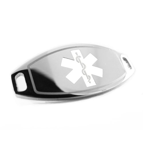 MyIDDr - Custom Engraved Medical ID Tag 316L Steel Medium - White