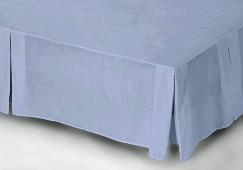 HASSTEX Pleated Poly-Cotton Platform Base Valance 40CM Sheets 200 Thread Counts(Blue-Superking)