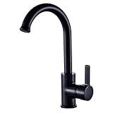 Auralum® Grifo Mezclador de Cocina Fregaderos 360 ° Giro Top Grifería Monomando de Latón Macizo Cocina Negro Garantía