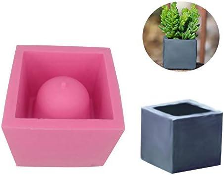 bozitian Plant Flower Pot DIY Square Cement Flower Pot Silicone Mold Crafts Succulent Plants Concrete Planter Vase Molds, Does Not Include Plants