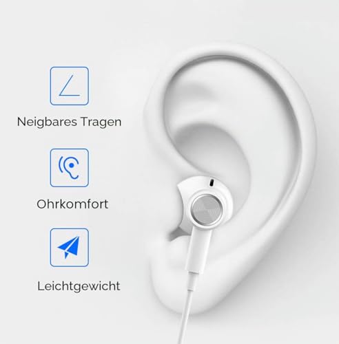 3.5 mm Magnetic In-Ear Headphones with Cable, Microphone and Volume Control for iPhone, iPod, iPad, MP3, Huawei, Samsung, Lightweight