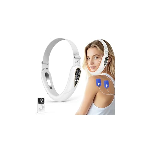 V-Face Shaping Massager Electric, EMS Facelifting Dispositivo 5 Modos 5 Niveles de Intensidad Azul Lámpara de Luz Roja Masajeador Facial Masajeador Facial V Shape Face Doppelkinn Reductor con Mando