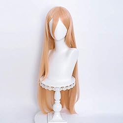 Probeauty Orange Power Cosplay Wig with Horns, Long