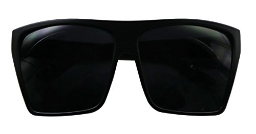 Basik Eyewear - Extremely Dark X Large Oversized Flat Top Rectangular UV400 Sunglasses (Matte Black, 5.7 in. (146 mm))