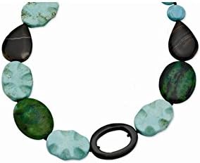 24" Sterling Silver Red Agate/Chrysocolla/Dyed Howlite/Sardonyx Necklace