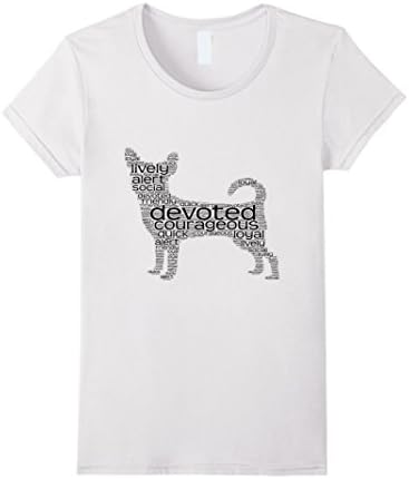 Womens Chihuahua Word Cloud T-Shirts Medium White