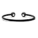Accents Kingdom Stainless Steel Cable Cuff Bangle Stainless Steel Bracelet - Black Gun Metal Round Ball