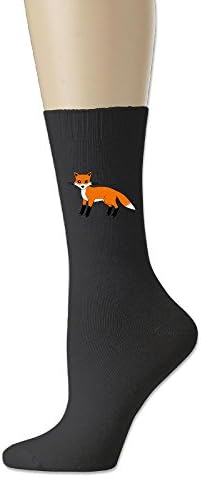 GREe Cute Cartoon Red Fox Unisex Cotton Socks Funny Crew Dress Socks Black